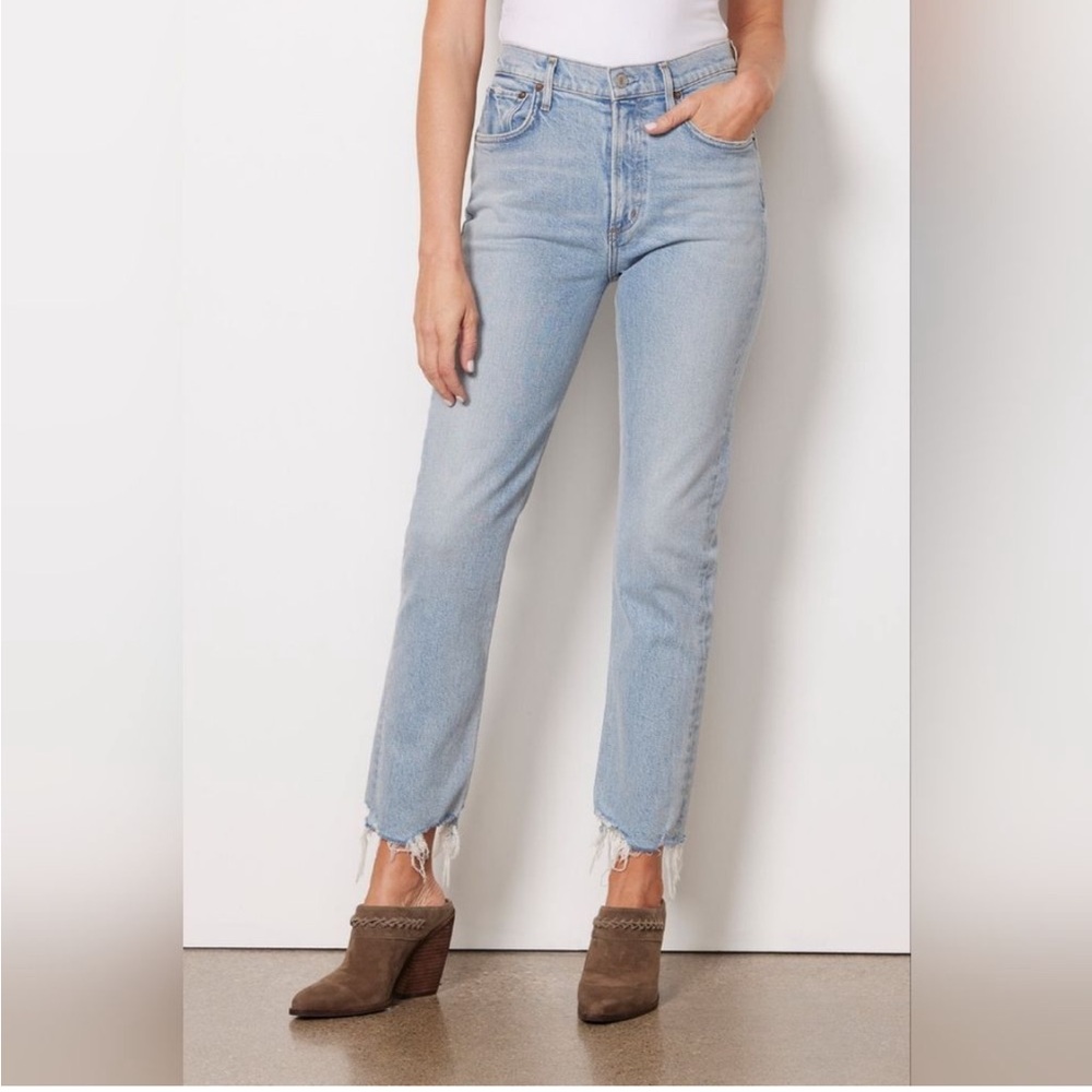 AGOLDE Merrel Mid-Rise Straight Leg Light Blue Jeans Size 24